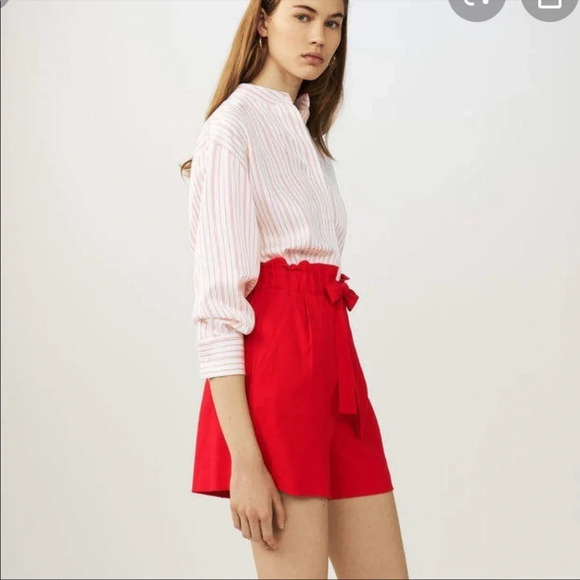 Maje Iona High Rise Paperbag Shorts Red 1 US S - Picture 1 of 6